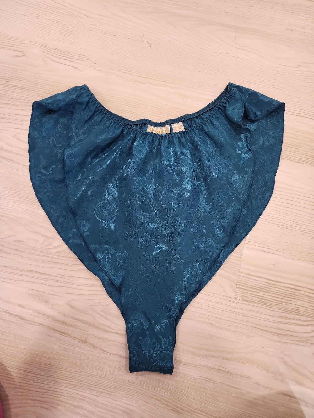 ​Vintage Victoria’s Secret Gold Label Emerald Green Satin Tanga Panties Medium